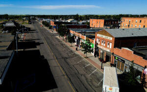 Small town charming street with original buildings