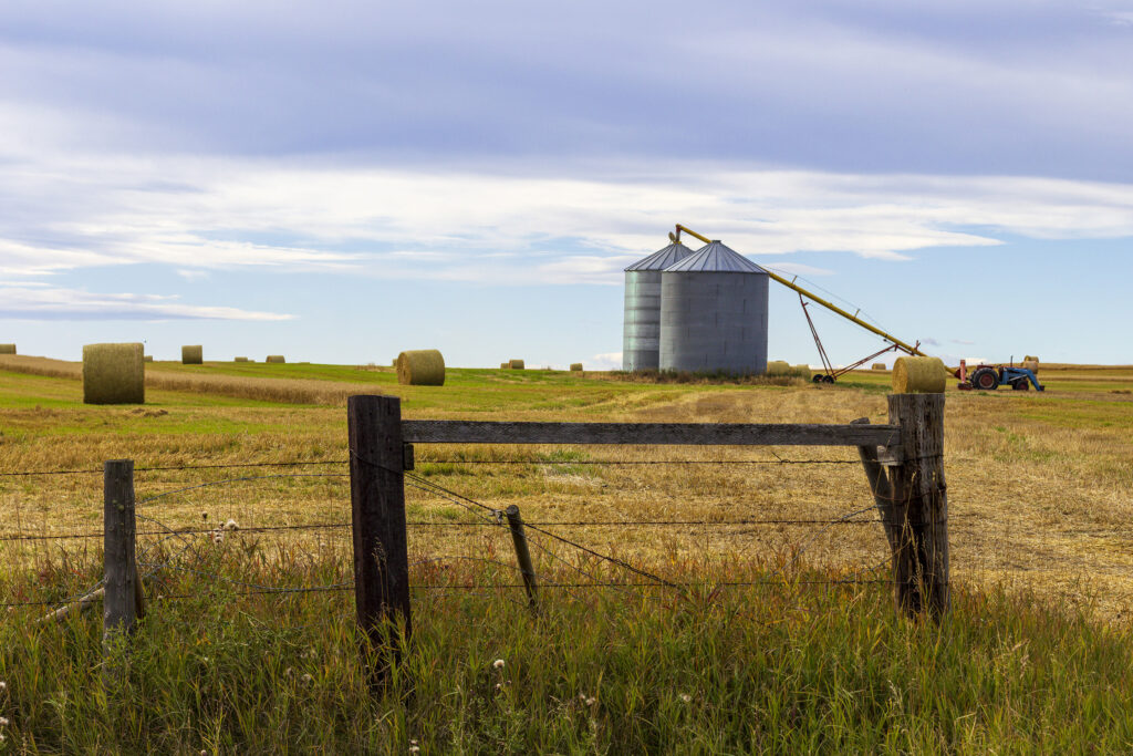 Farmland in Mountain View County in rural central Alberta